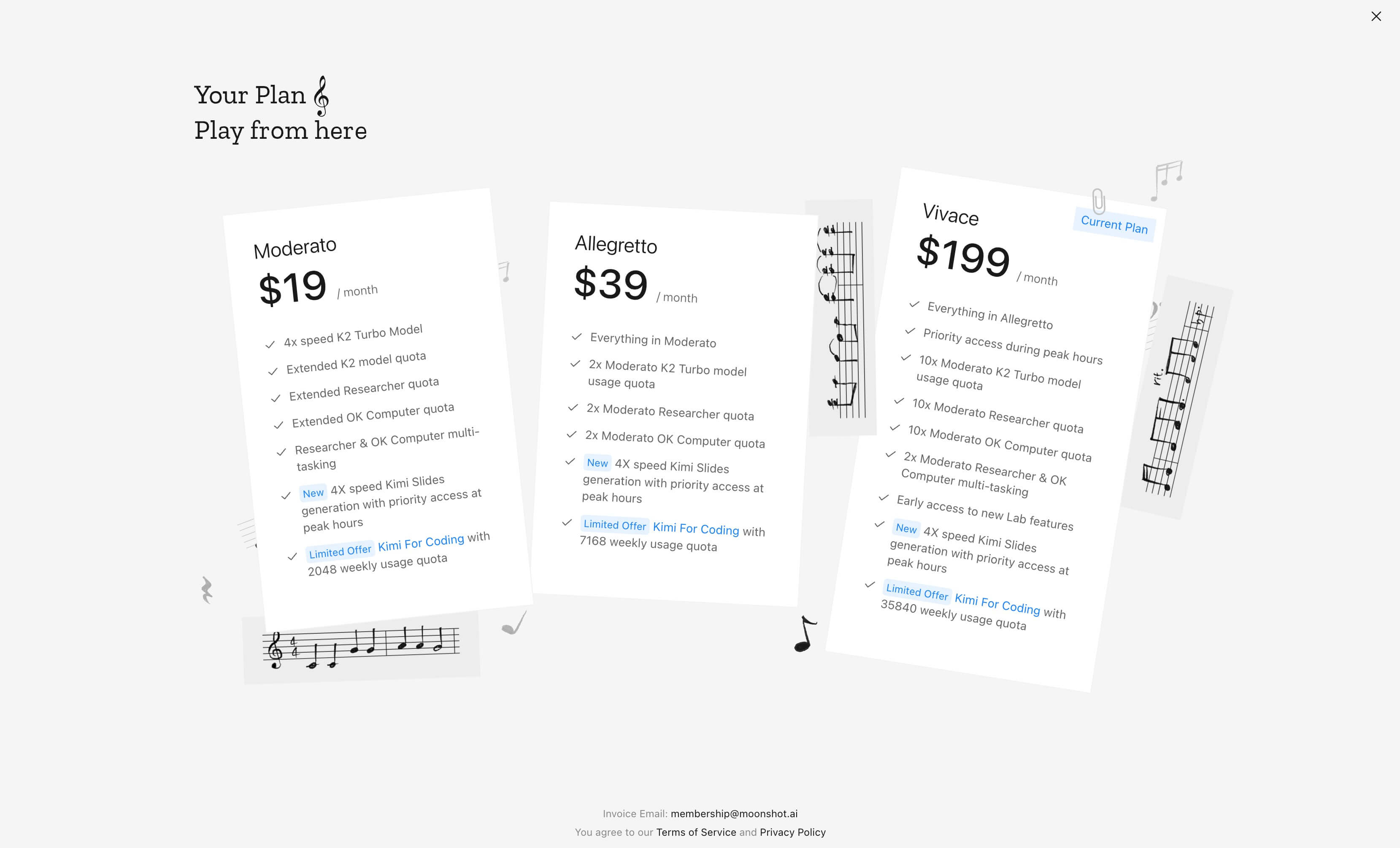 The "Kimi For Coding" text in the Membership Details page